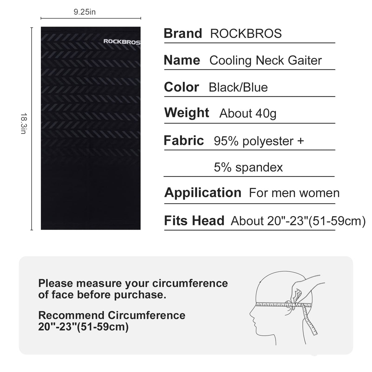 ROCKBROS Cooling Neck Gaiter Face Mask Fishing Scarf Face Cover for Men Women - ROCKBROS