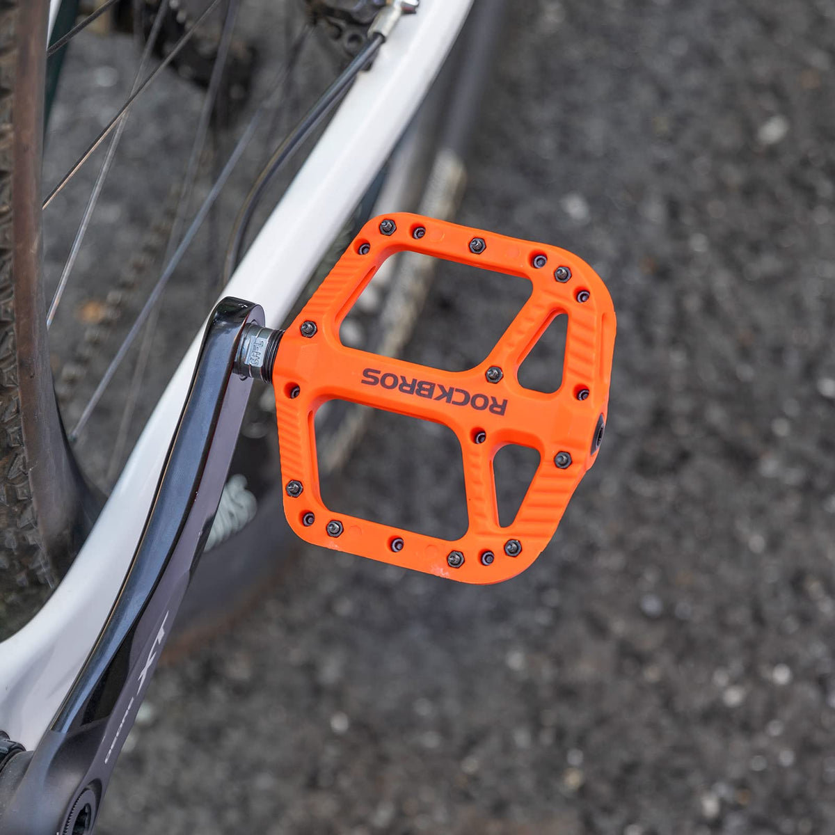 ROCKBROS Mountain Bike Pedals Nylon Composite Bearing 9/16" MTB Bicycle Pedals with Wide Flat Platform - ROCKBROS