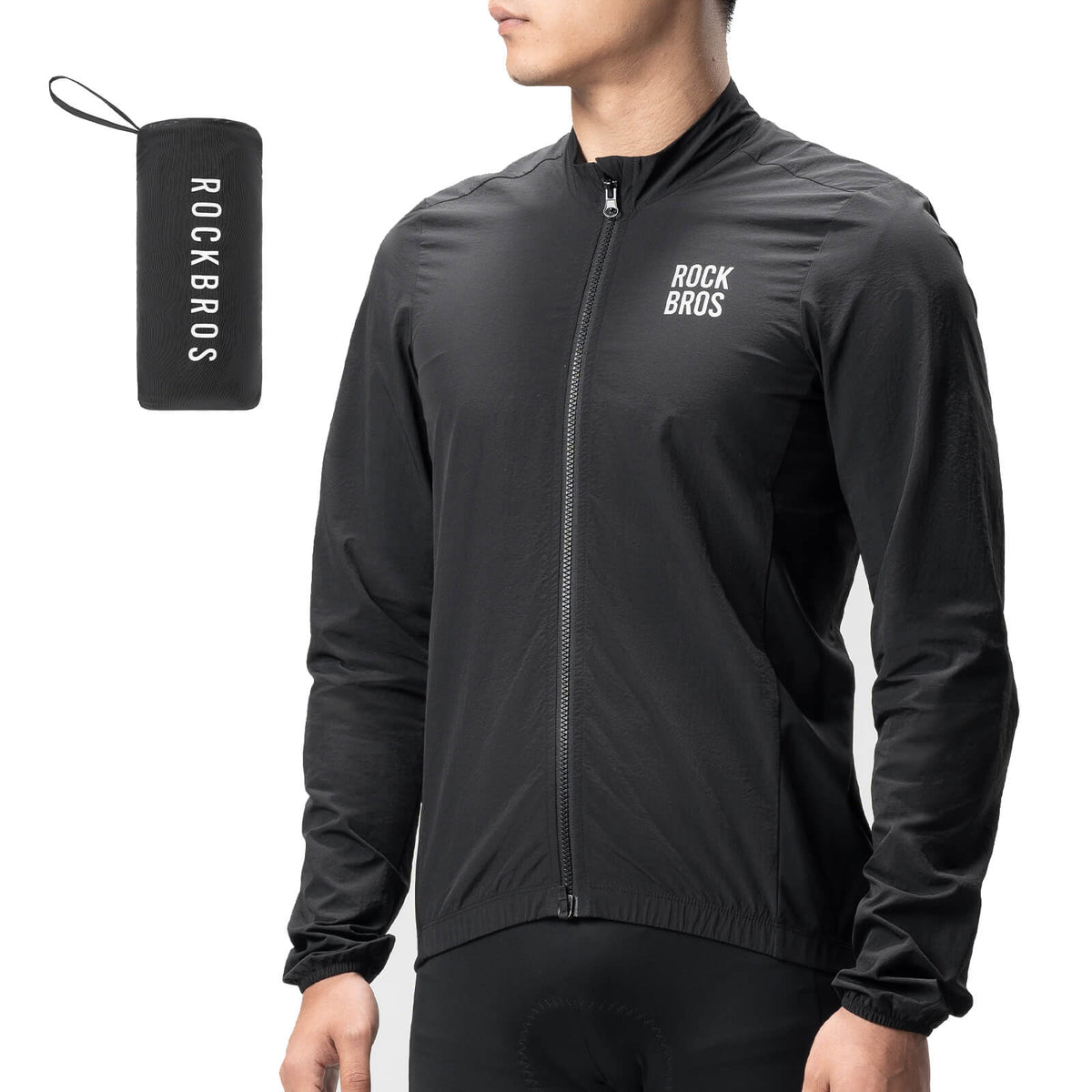 ROCKBROS Long-Sleeve Cycling Windbreaker Jacket – Ultimate Weather Protection! #Color_Black