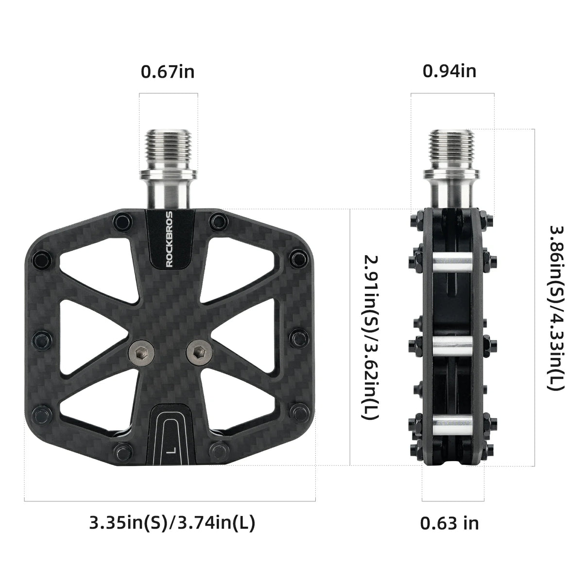 ROCKBROS-carbon-fiber-bike-pedals-lightweight-3-bearing,-non-slip-9/16"-wide-flat