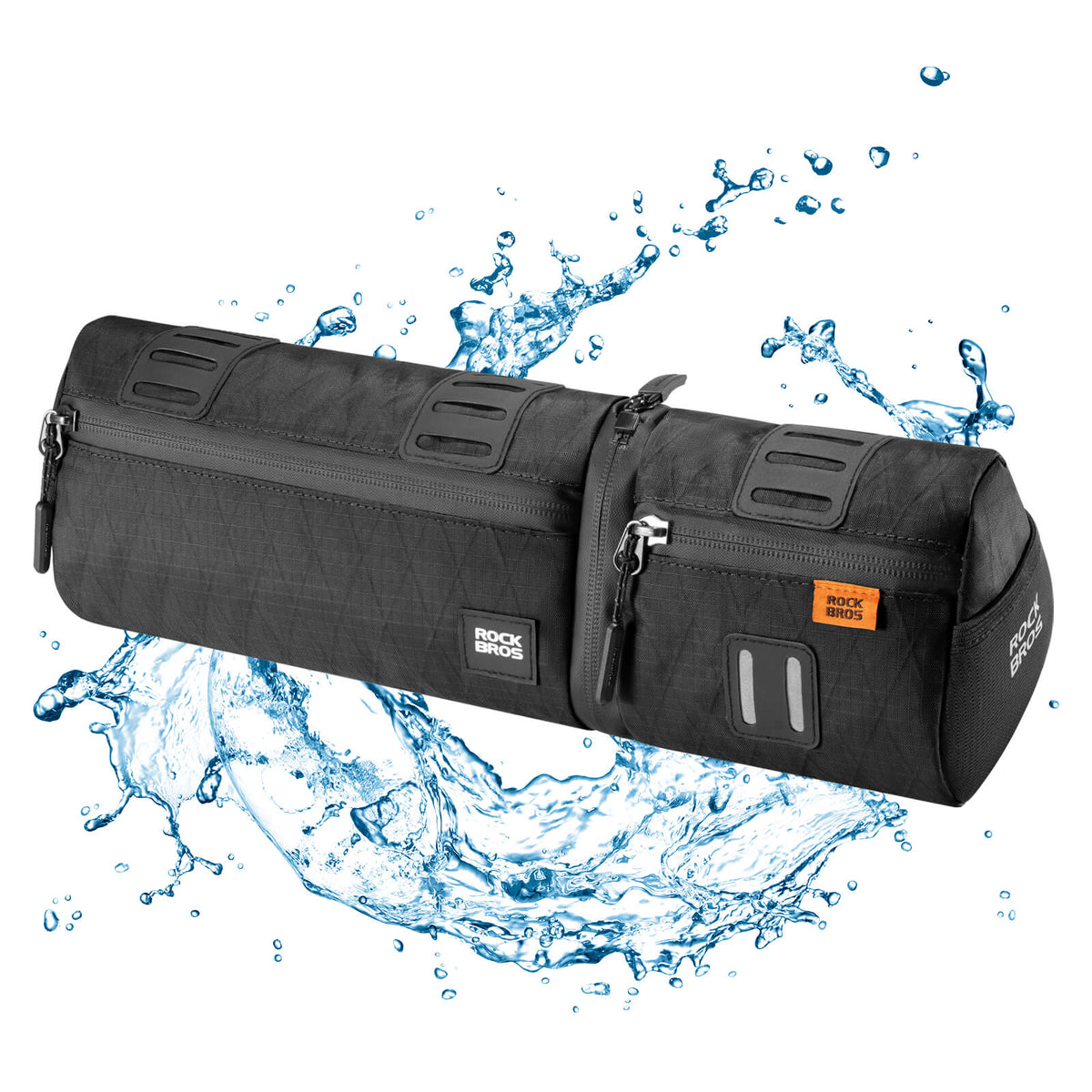 ROCKBROS versatile 2 in 1 bike bag, waterproof handlebar bag with shoulder strap, practical and durable for cycling. #Color_Black