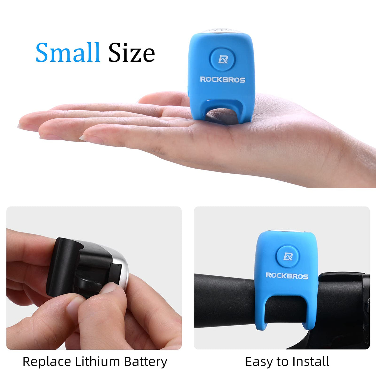 ROCKBROS Electric Bicycle Bells Loud Horn Ring Rainproof 3 Modes 90DB - ROCKBROS