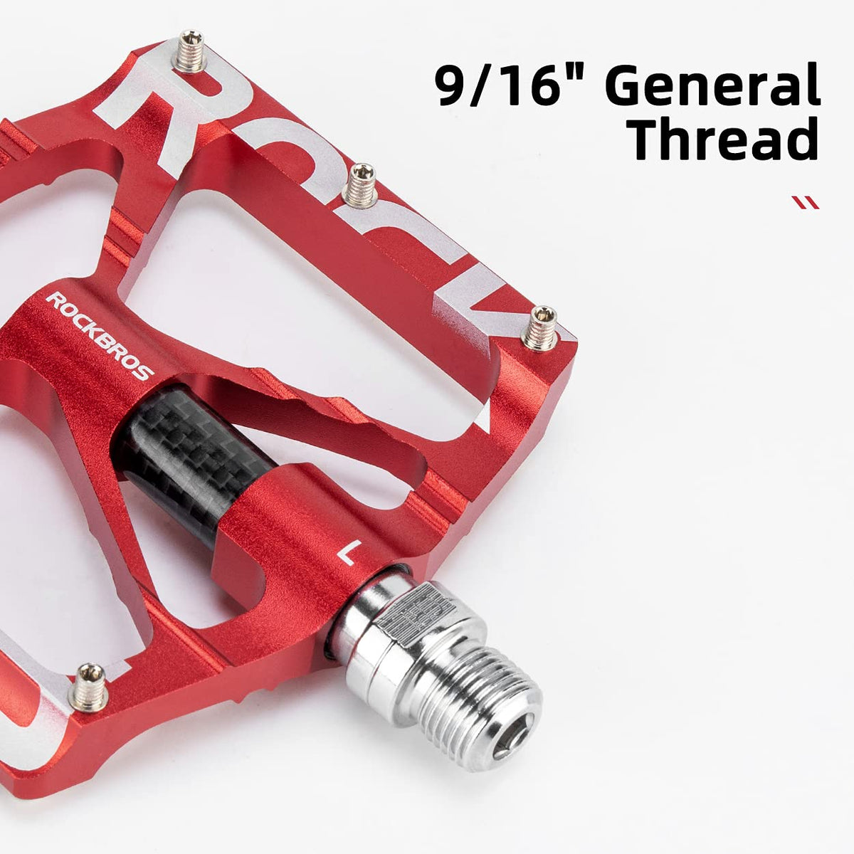 ROCKBROS Mountain Bike Pedals MTB BMX Pedals CNC Non-Slip Lightweight Aluminum Alloy Bicycle Pedals 9/16" - ROCKBROS