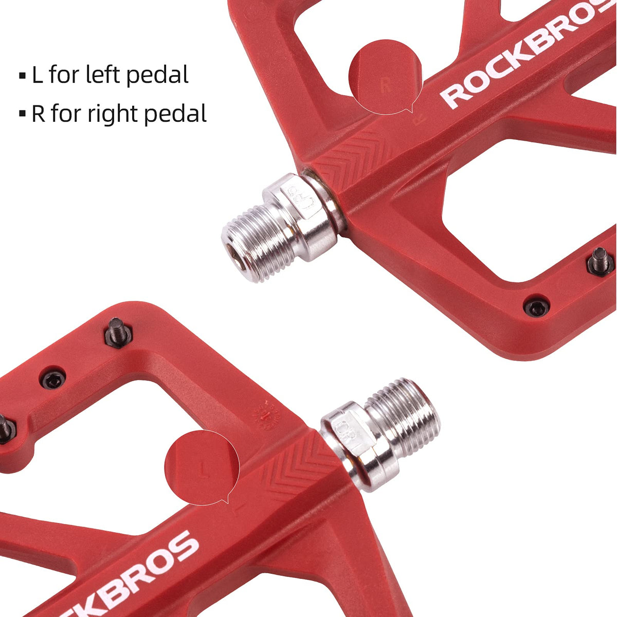 ROCKBROS Mountain Bike Pedals Lightweight Nylon DU Bearing 9/16" MTB Flat Bike Pedals - ROCKBROS