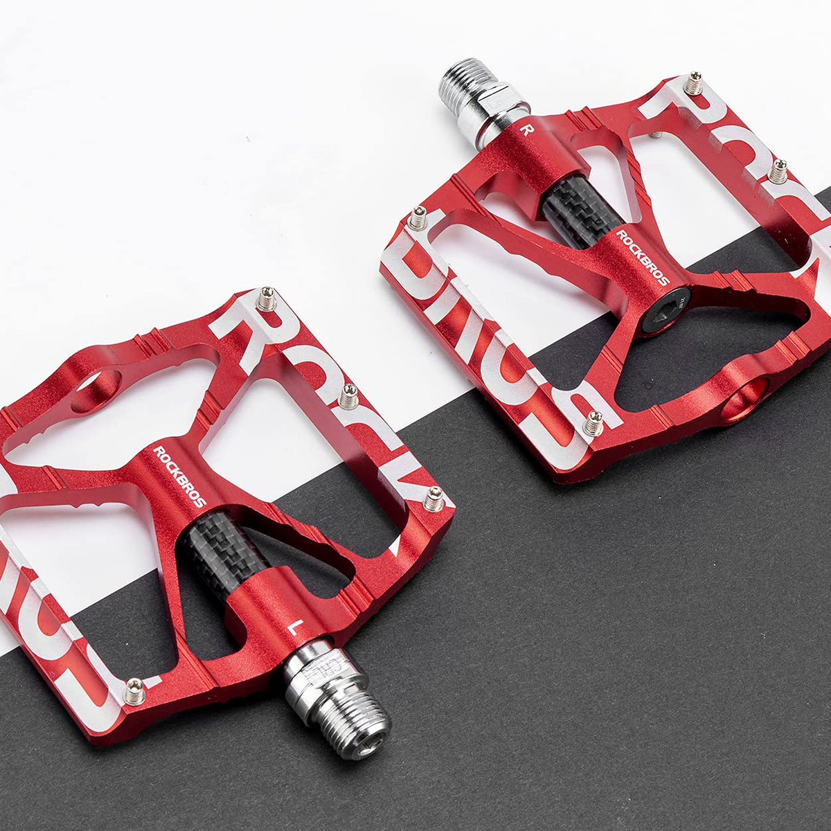 ROCKBROS Mountain Bike Pedals MTB BMX Pedals CNC Non-Slip Lightweight Aluminum Alloy Bicycle Pedals 9/16" - ROCKBROS
