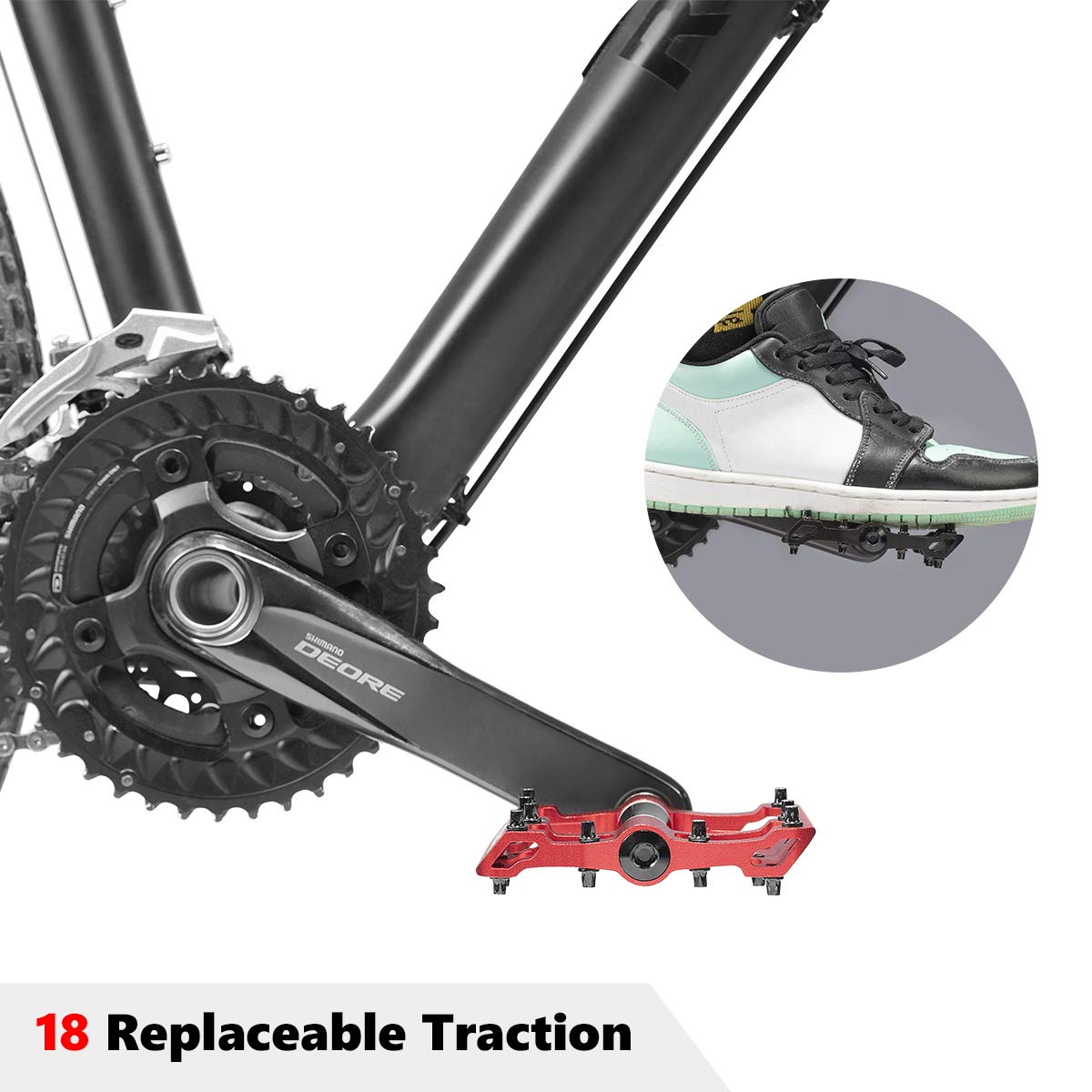 ROCKBROS MTB Pedals Platform Bike Pedal Aluminum 9/16" Bicycle Pedal Non-Slip Lightweight Flat Pedals for BMX Road Mountain Bikes - ROCKBROS
