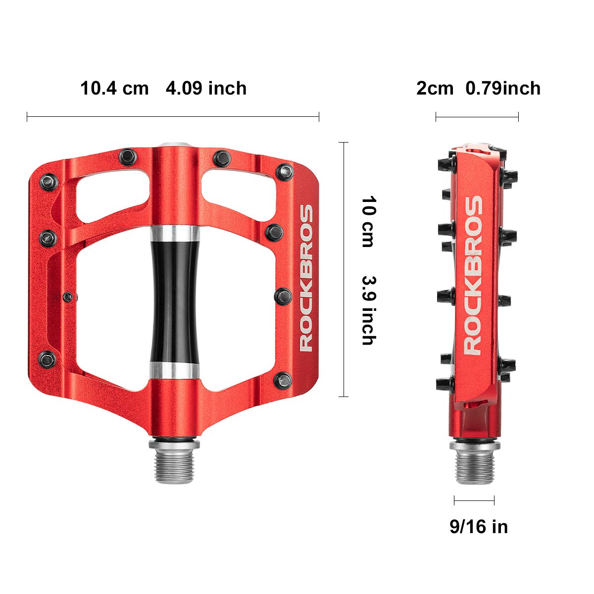 ROCKBROS MTB Pedals Platform Bike Pedal Aluminum 9/16" Bicycle Pedal Non-Slip Lightweight Flat Pedals for BMX Road Mountain Bikes - ROCKBROS