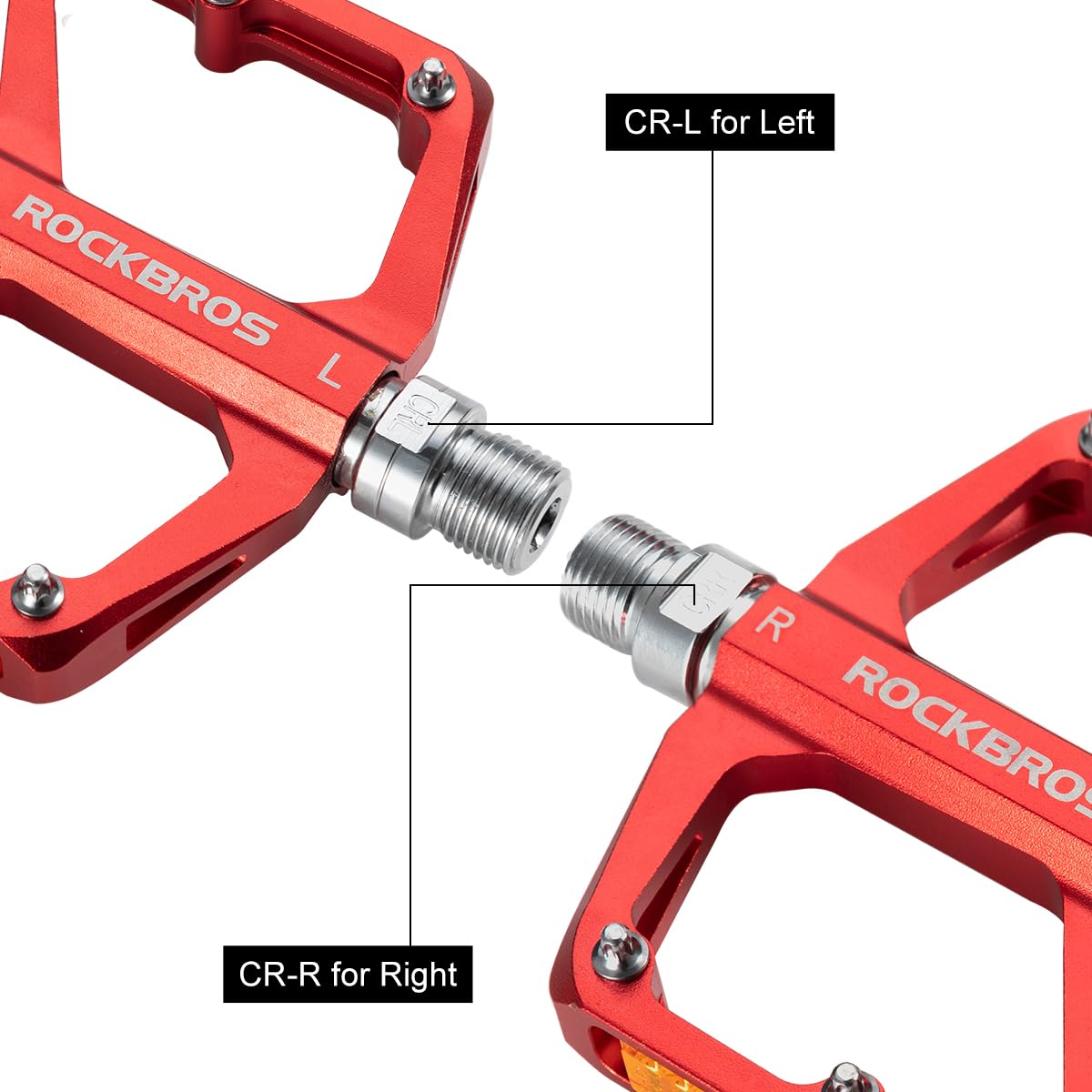 ROCKBROS MTB Reflective Aluminum Pedals 9/16" Sealed Bearing Lightweight - ROCKBROS
