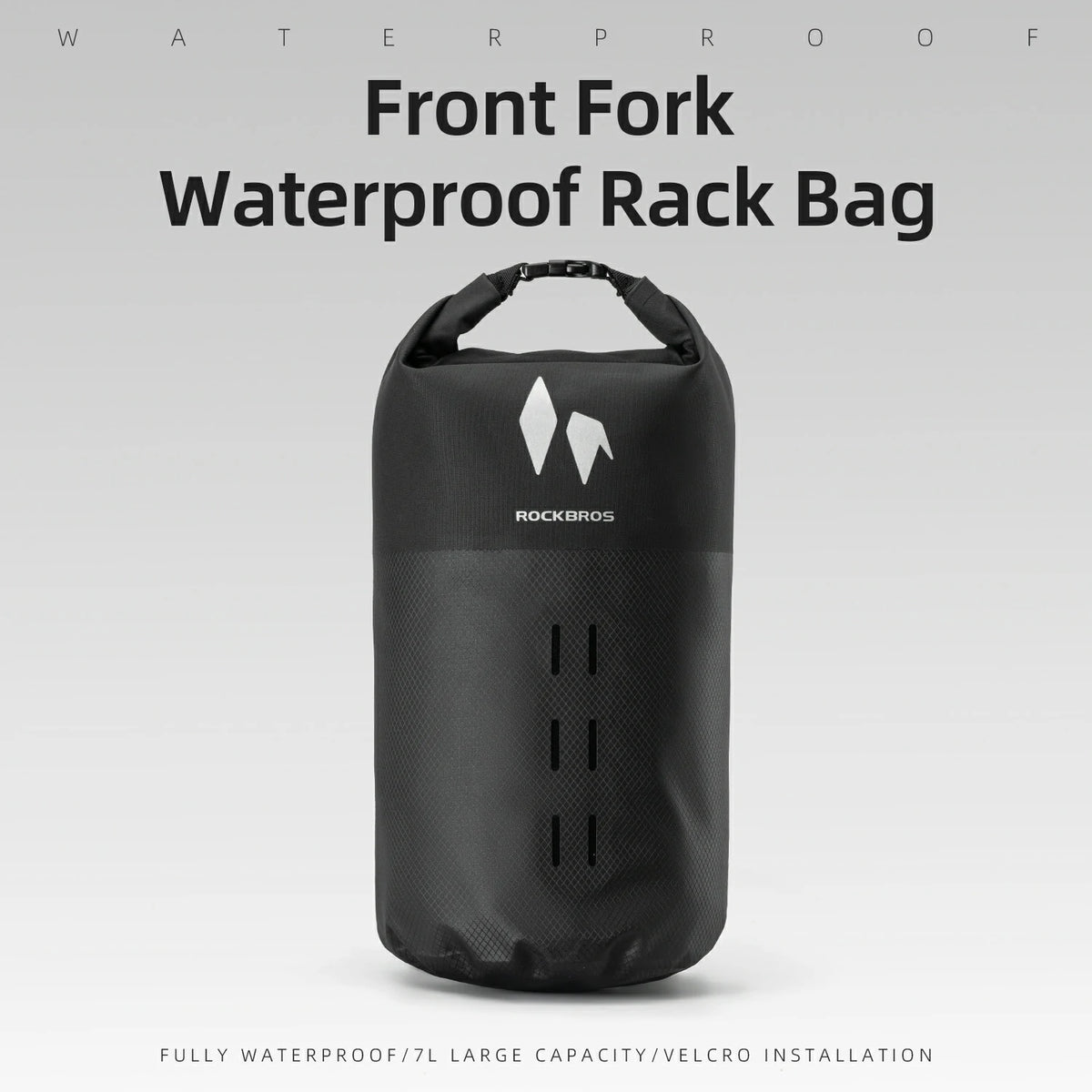 Close-up of waterproof welded seams on bike bag.