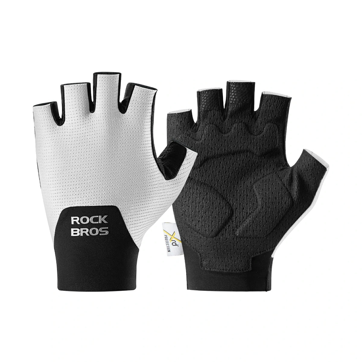 Front view of S403 half finger cycling gloves#color_white