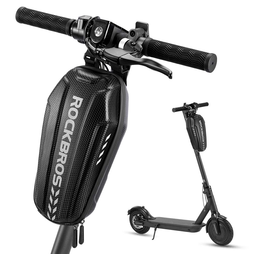 ROCKBROS Bolsa de almacenamiento para patinete impermeable, de EVA, de carcasa dura, para manillar de patinetes y bicicletas plegables