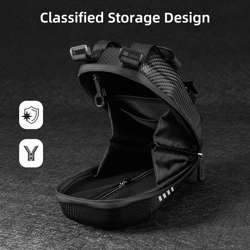 ROCKBROS Bolsa de almacenamiento para patinete impermeable, de EVA, de carcasa dura, para manillar de patinetes y bicicletas plegables