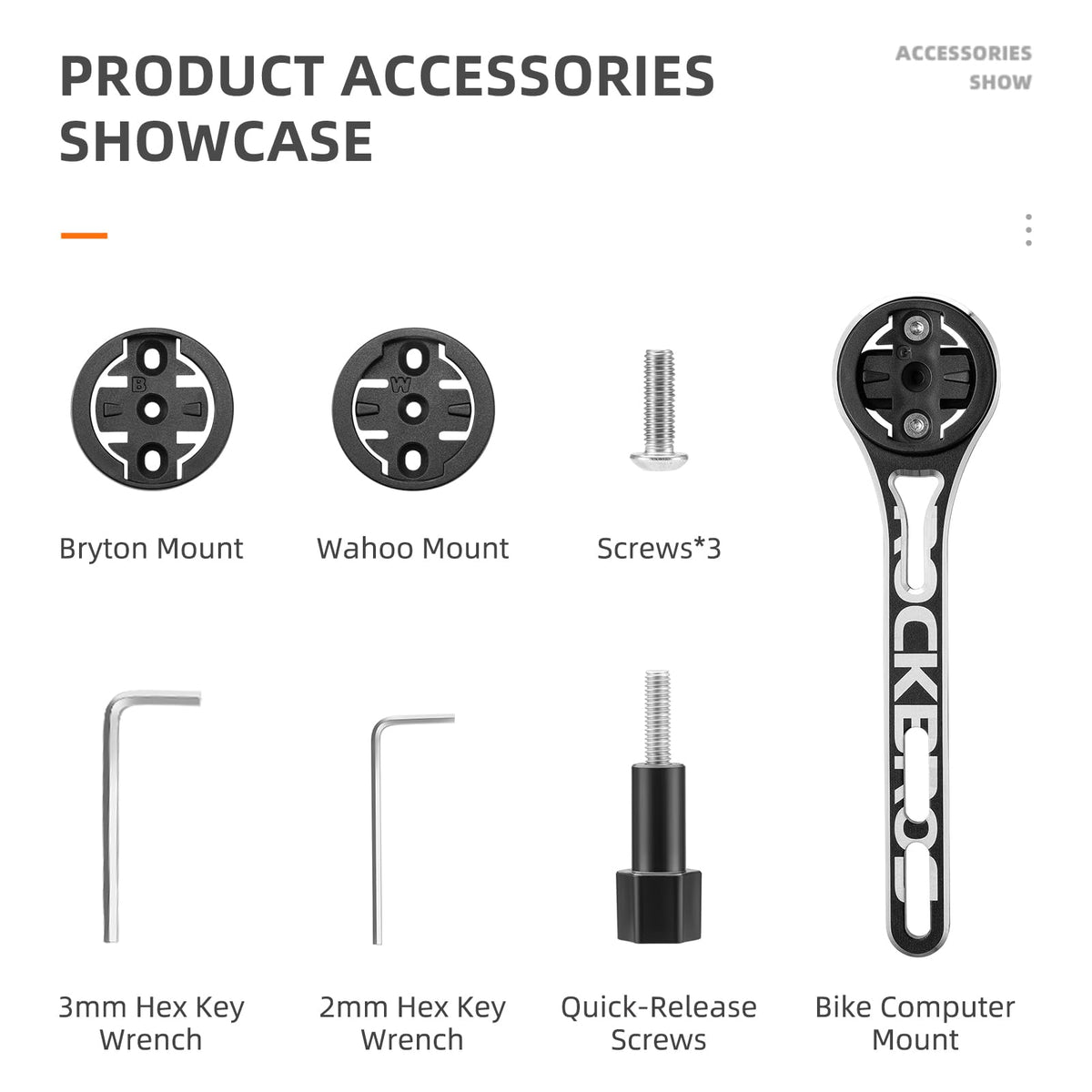 ROCKBROS Bike Aluminum Computer Mount compatible with Garmin, Wahoo, Bryton, and GoPro - ROCKBROS#color_Small Logo