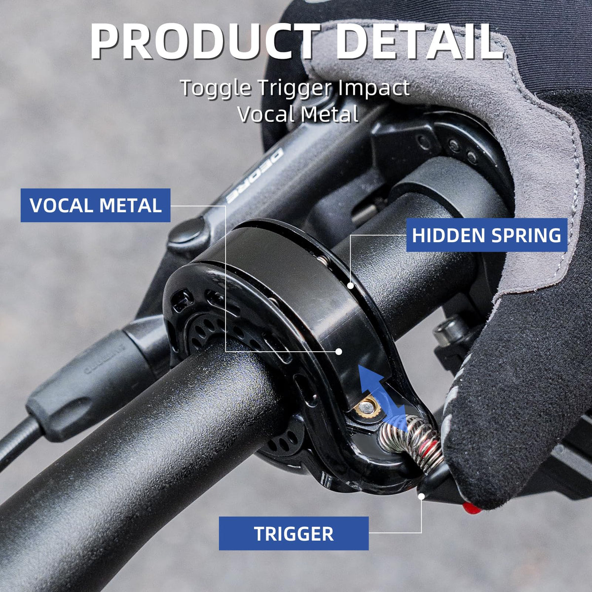 ROCKBROS Hidden Bike Bell Clear Loud Sound 22.2/25.4/31.8mm Bars 100DB Bike Horn