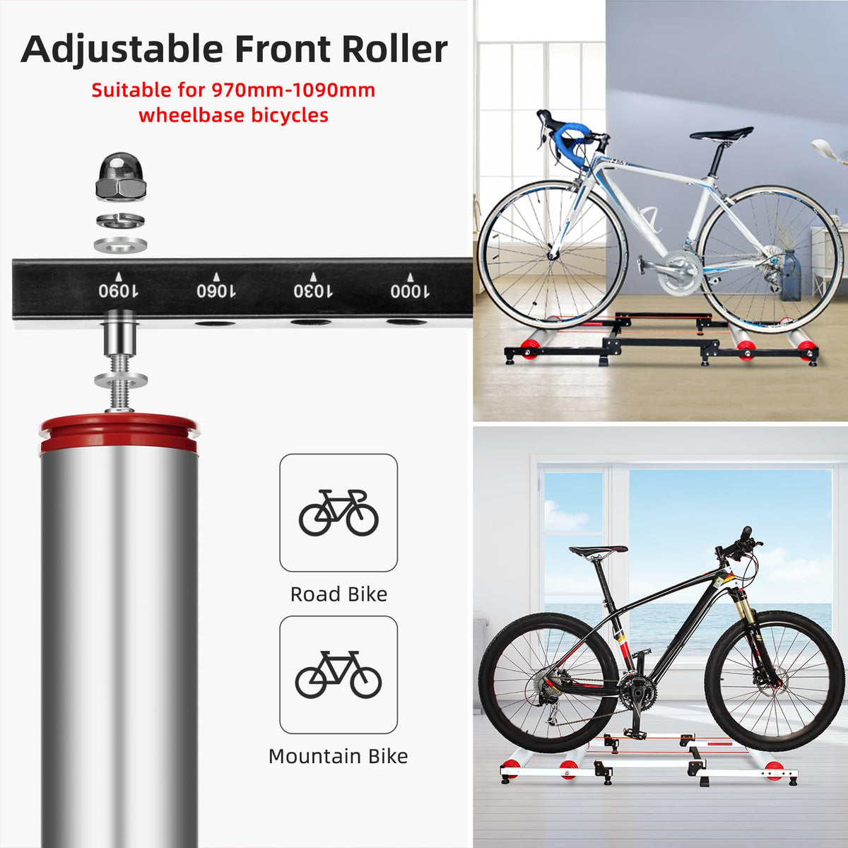 ROCKBROS Bike Rollers Adjustable Bike Trainer Stand Foldable - ROCKBROS