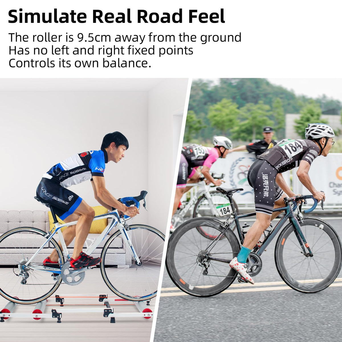 ROCKBROS Bike Rollers Adjustable Bike Trainer Stand Foldable - ROCKBROS