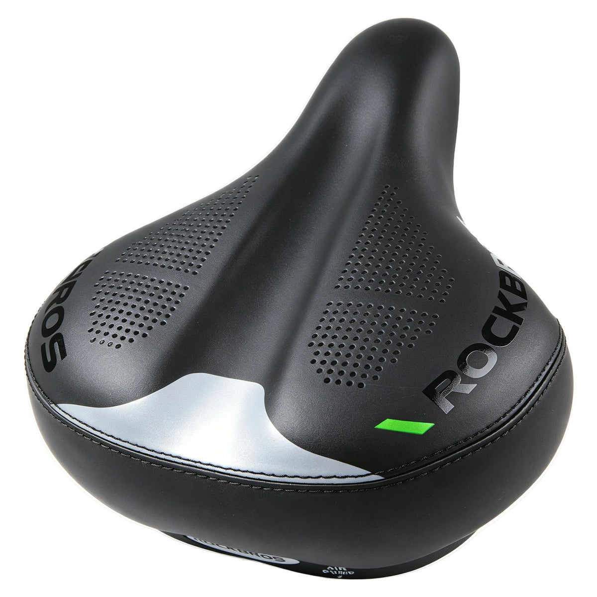 Asiento de bicicleta con amortiguación de aire ajustable, ancho, cómodo y con absorción de impactos