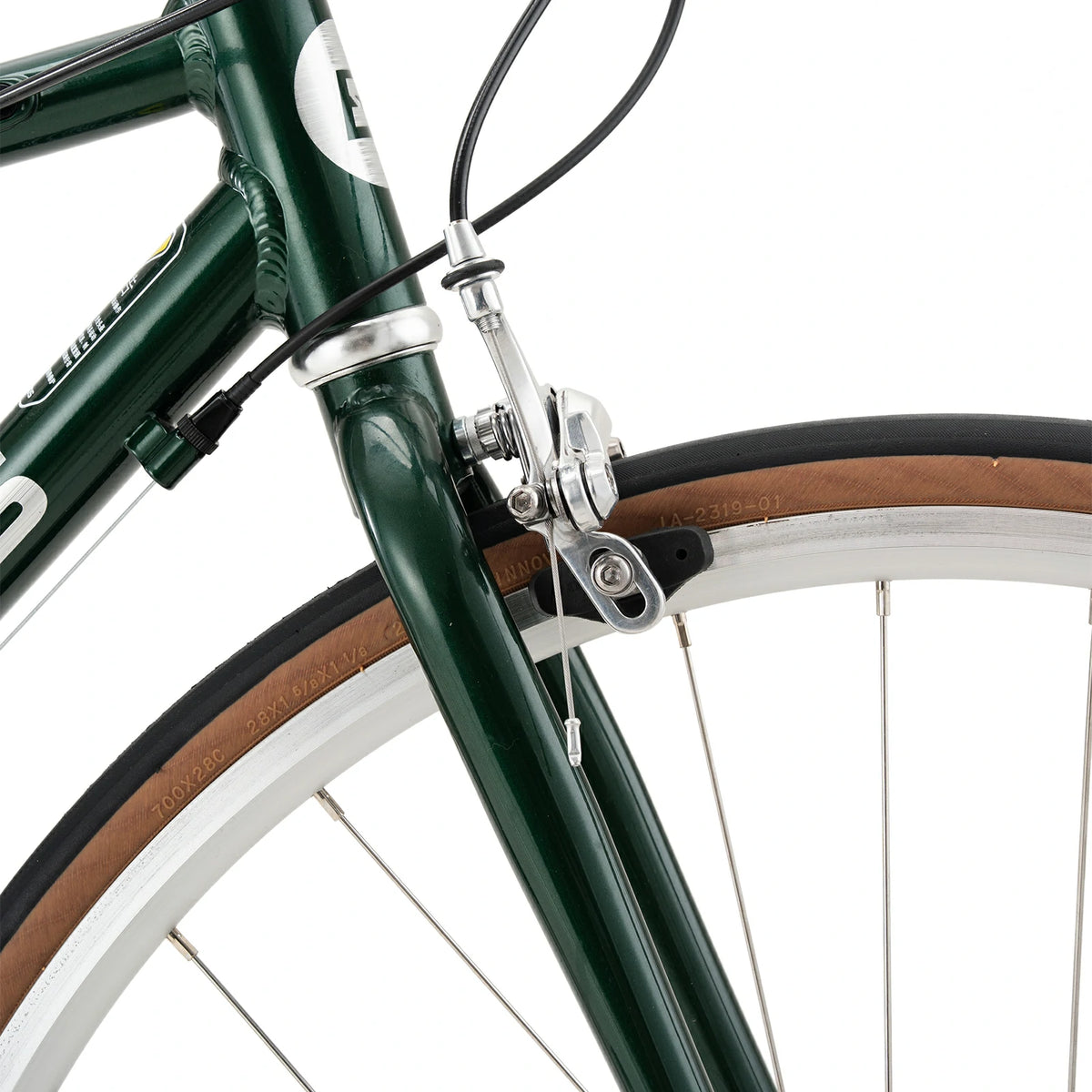 Front fork of ATS Classic 700C Road Bike in green #color_green