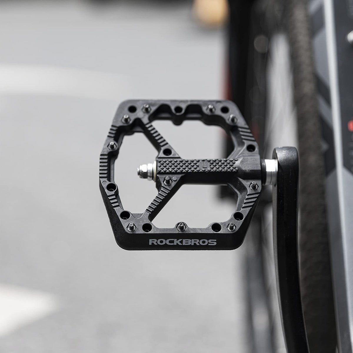 ROCKBROS Mountain Bike Pedals Flat MTB Pedals Nylon Fiber Bicycle Platform Pedals - ROCKBROS