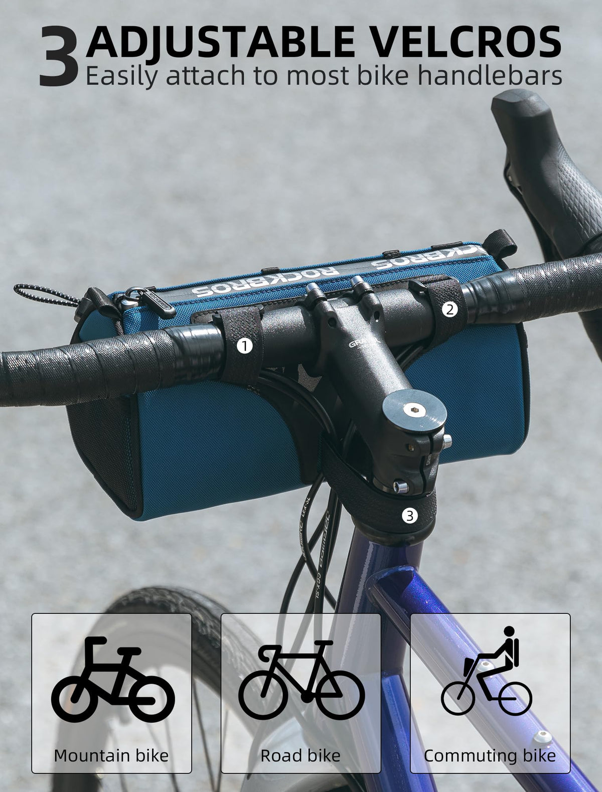 ROCKBROS 1.5L Bike Handlebar Bag - Reflective Front Handlebar Bag for MTB Road Bikes