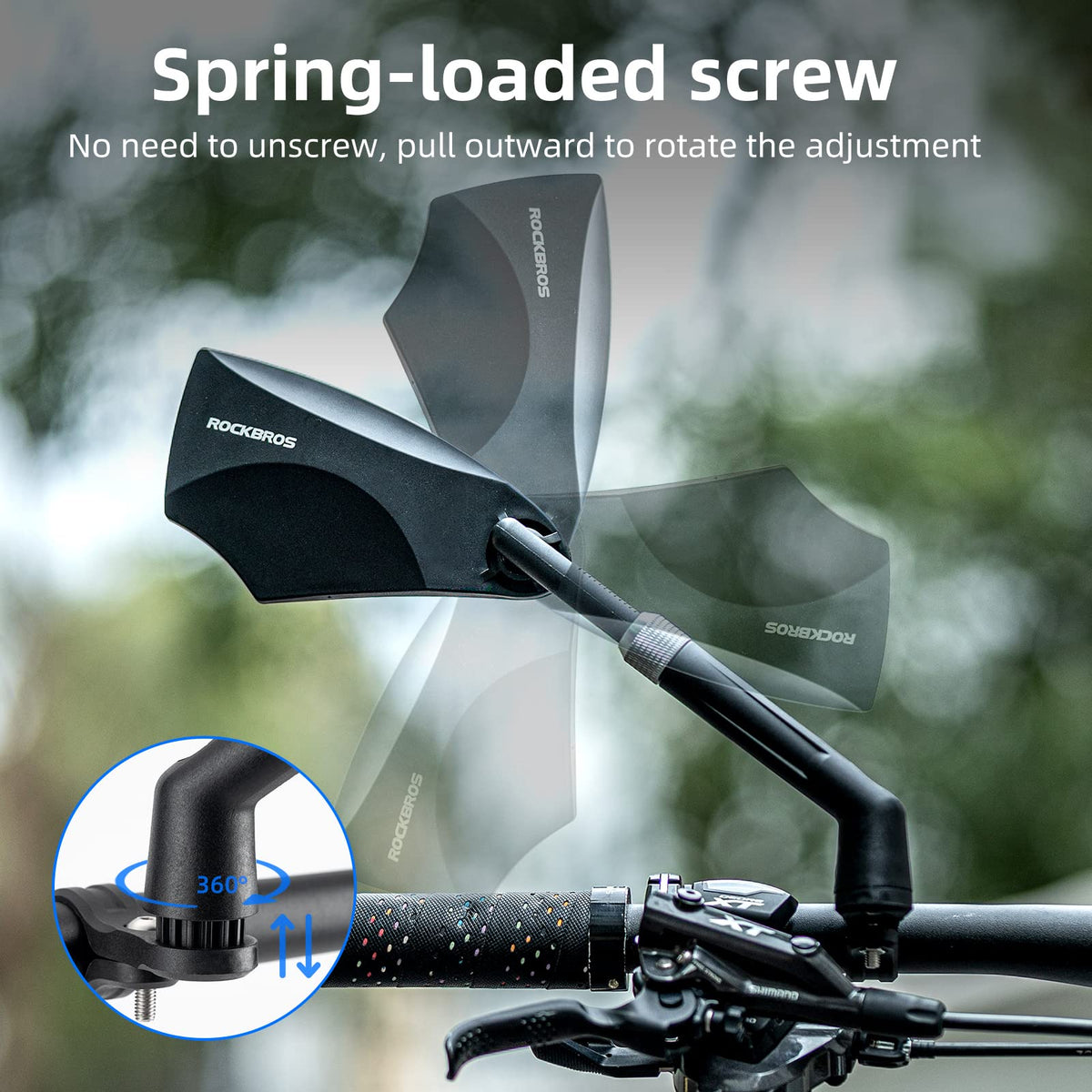 ROCKBROS 360° Adjustable Handlebar Bike Mirror with Anti-Glare Glass - ROCKBROS