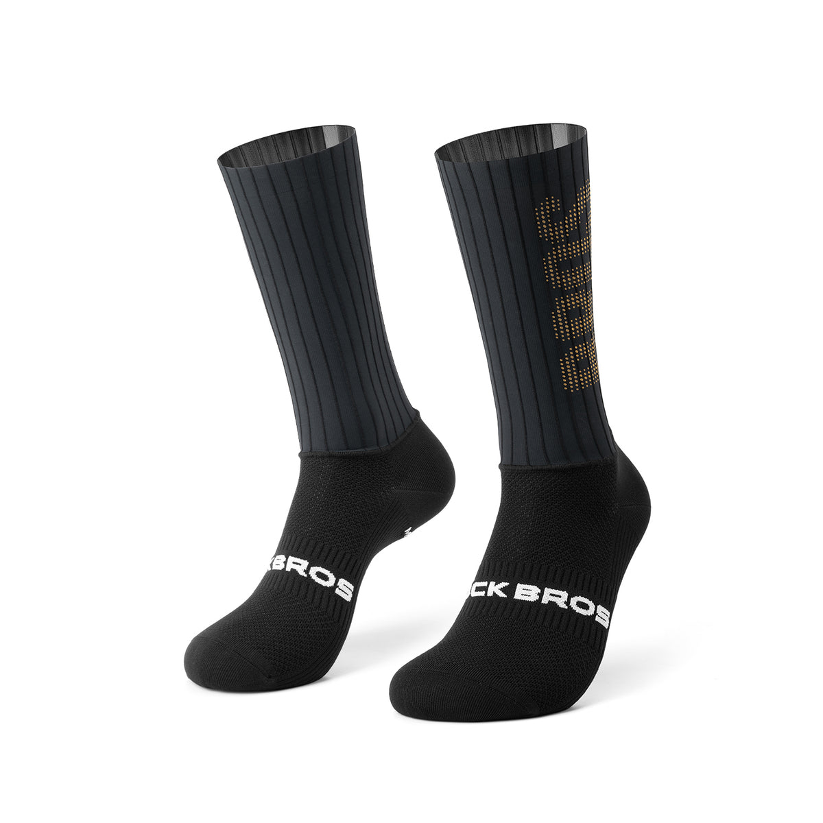 Black socks with 'Black Bros' branding #color_Black Stripes - Gold Label