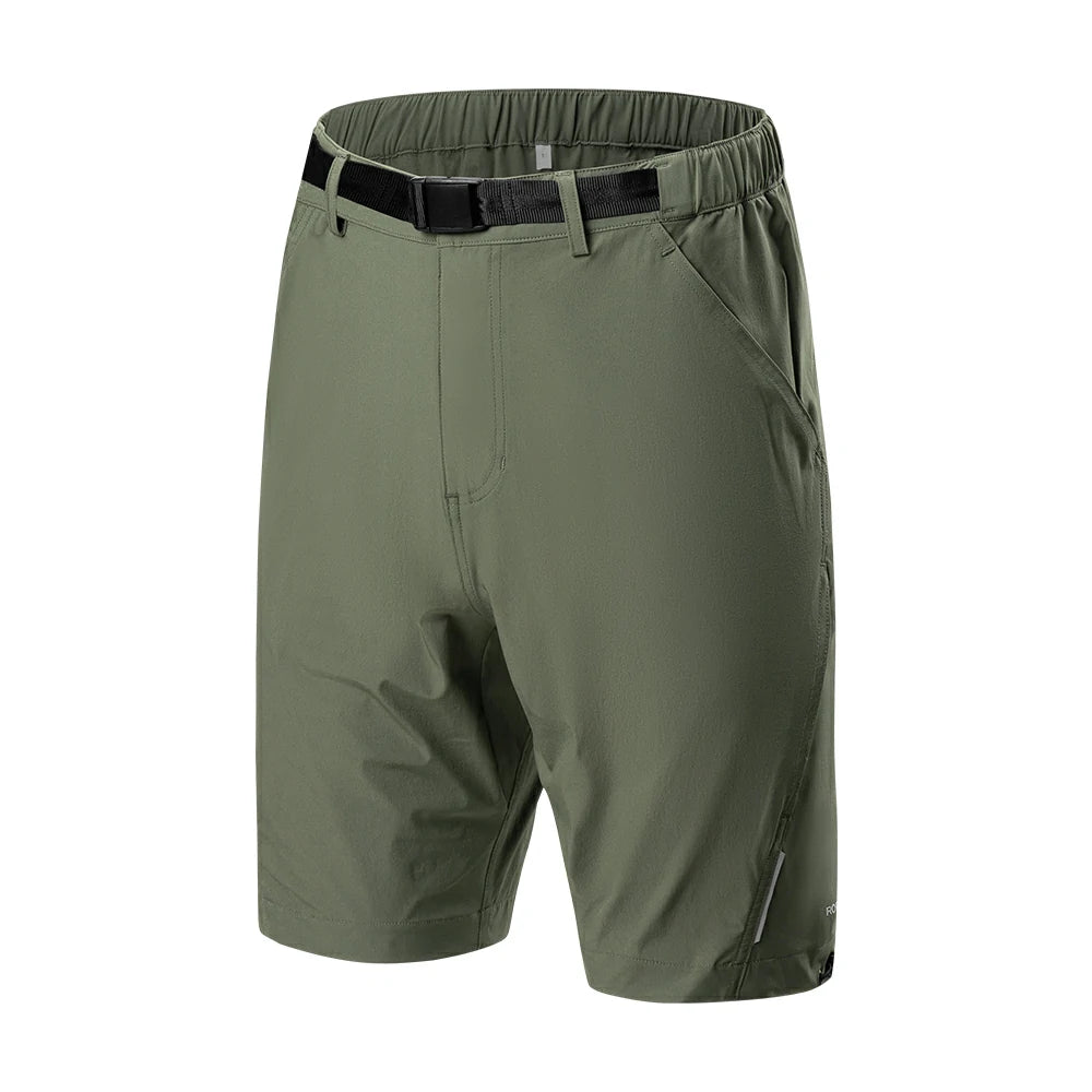 Green shorts with a black belt on a white background