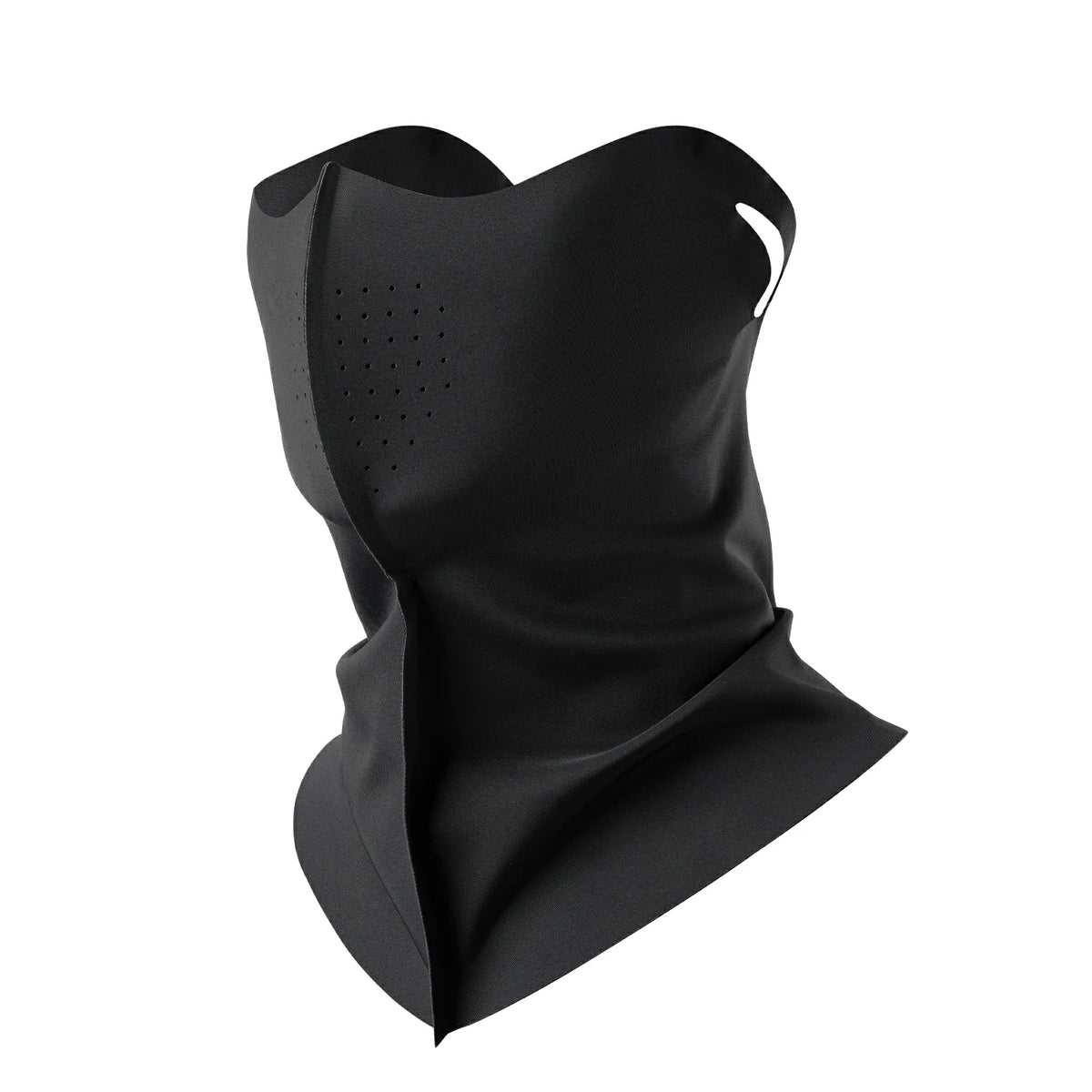 Black neck gaiter with perforations on a white background #Color_Black