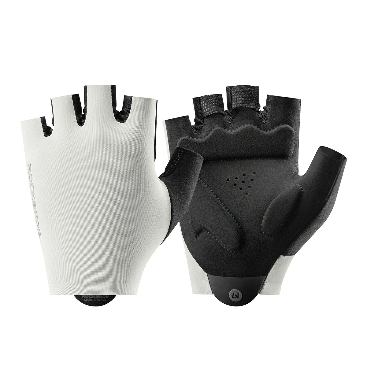 Pair of black and white gloves on a white background #color_white