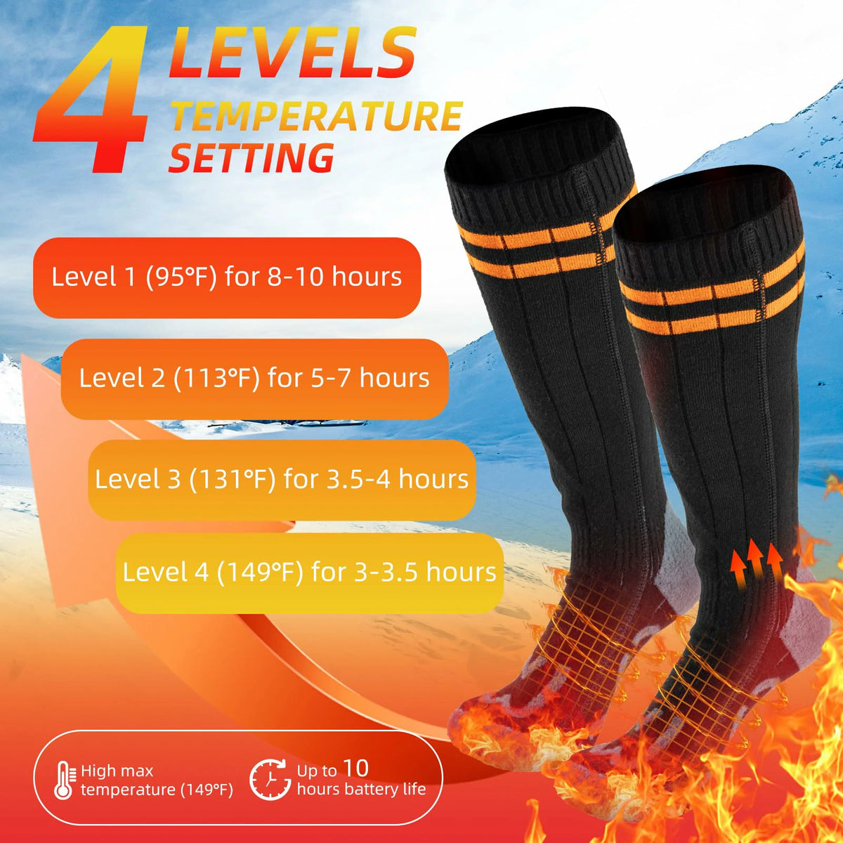 Heated Socks Rechargeable Up to 8 Hours 5000mAh Winter Foot Warmers Electric Socks