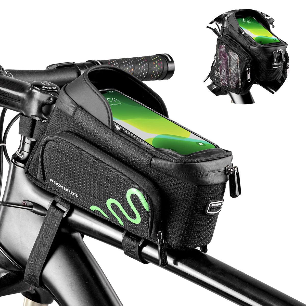 ROCKBROS Bike Phone Mount Frame Bag Bike Bicycle Phone Holder with Side Bags