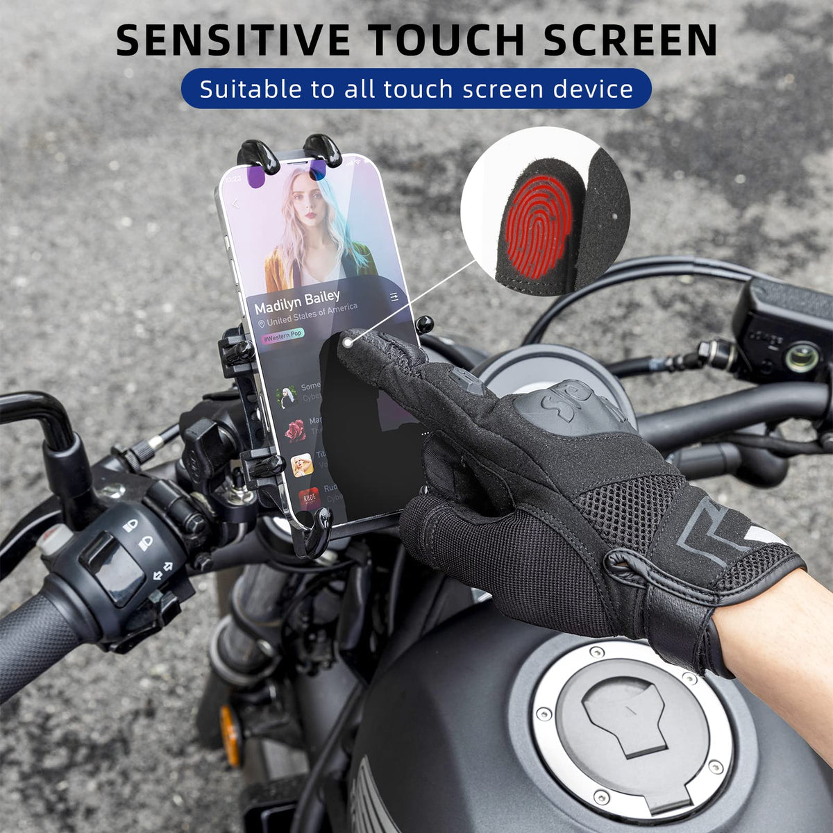 Guantes de moto de verano ROCKBROS - Guantes transpirables con nudillos duros y pantalla táctil para hombre y mujer
