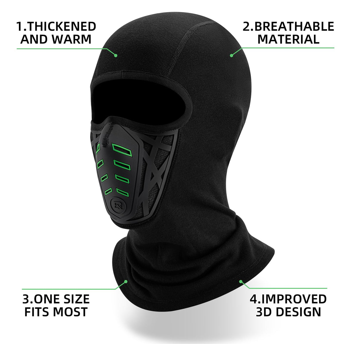 ROCKBROS Balaclava Ski Mask Thermal Windproof Balaclava Mask 3D Design - ROCKBROS