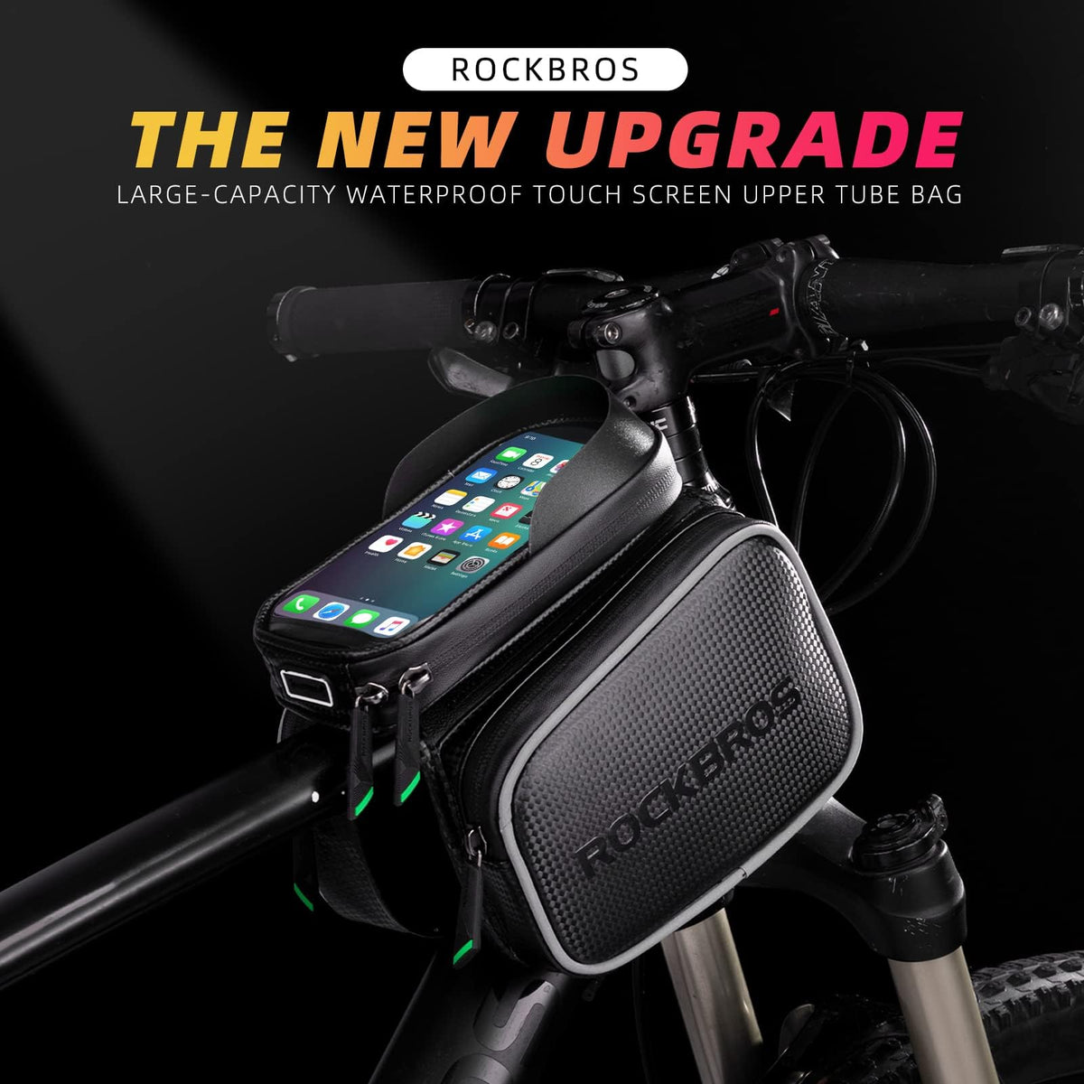 ROCKBROS Waterproof Bike Top Tube Bag - Phone Bag for 6.2” & Under - ROCKBROS