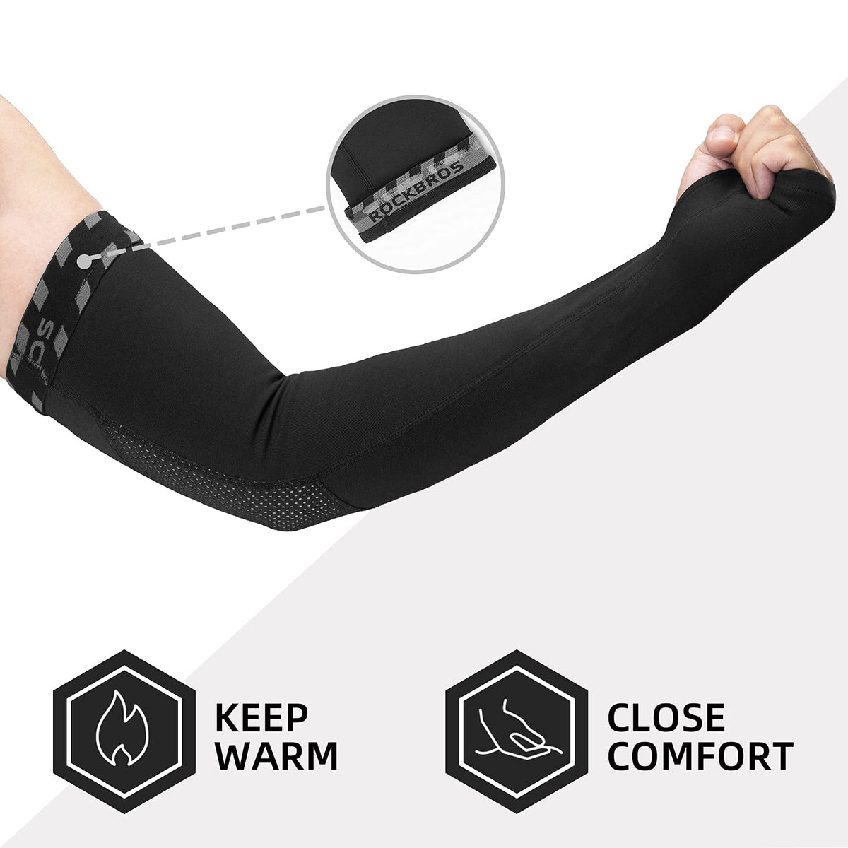 Manguitos térmicos ROCKBROS con orificios para los pulgares para hombres y mujeres
