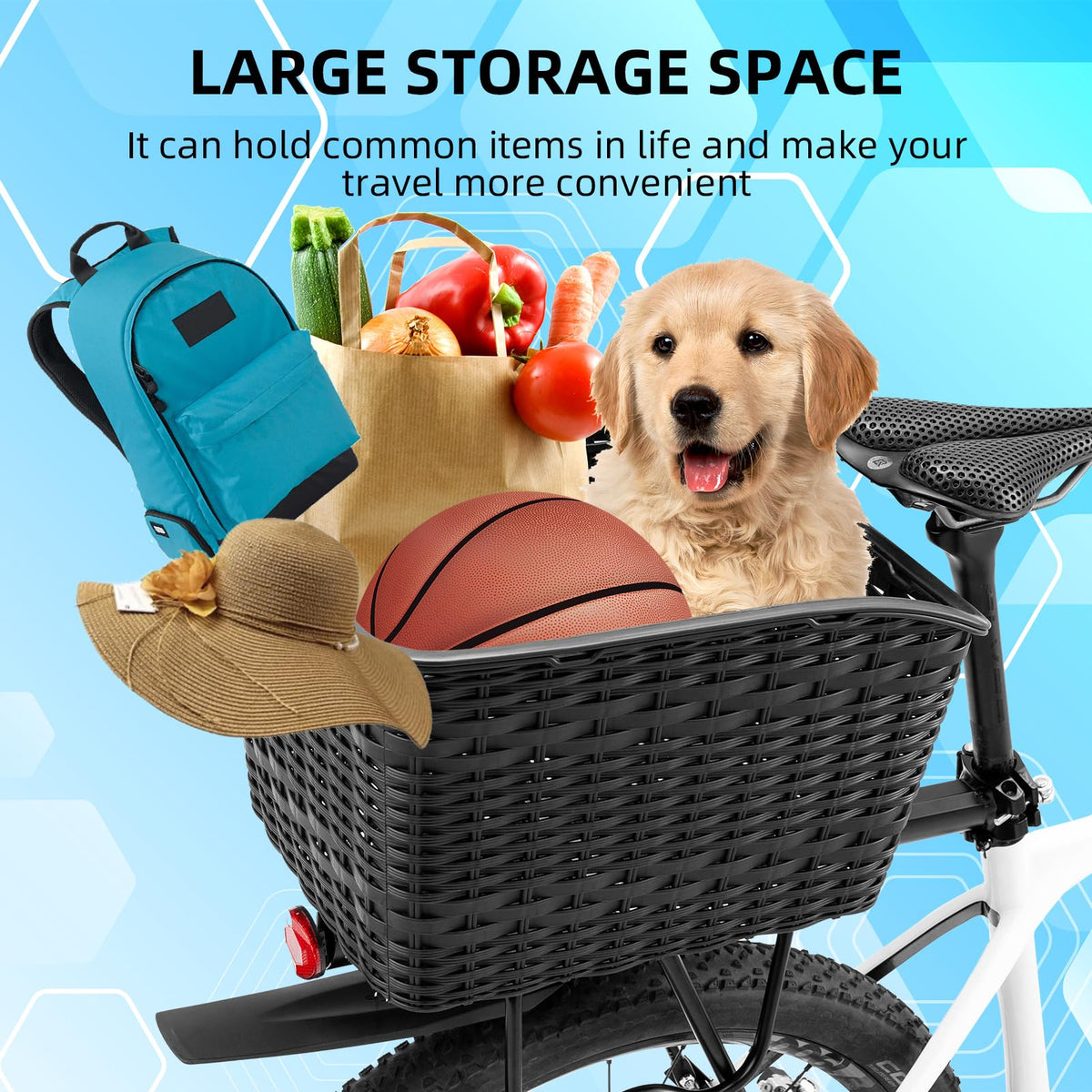 ROCKBROS Bike Basket Rear Durable 30L Lightweight Cargo Basket Easy to Install