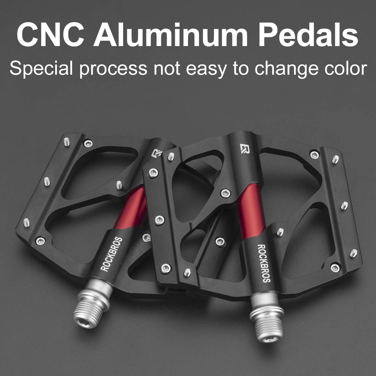 ROCKBROS MTB Pedals Platform Bike Pedal Aluminum 9/16" Bicycle Pedal Non-Slip Lightweight Flat Pedals for BMX Road Mountain Bikes - ROCKBROS