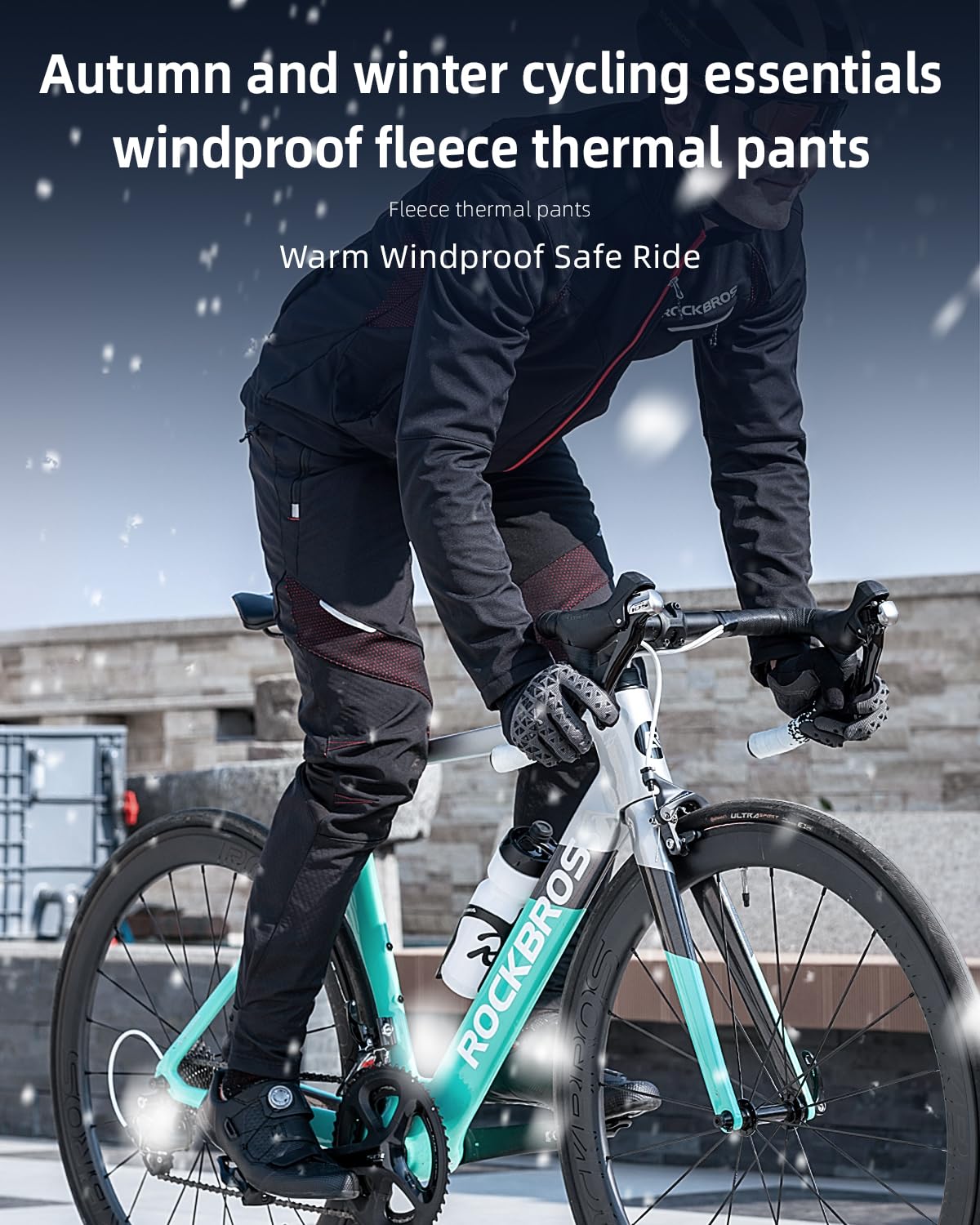 ROCKBROS Winter Cycling Pants Warm Ergonomics Men's Windproof Thermal Bicycling - ROCKBROS