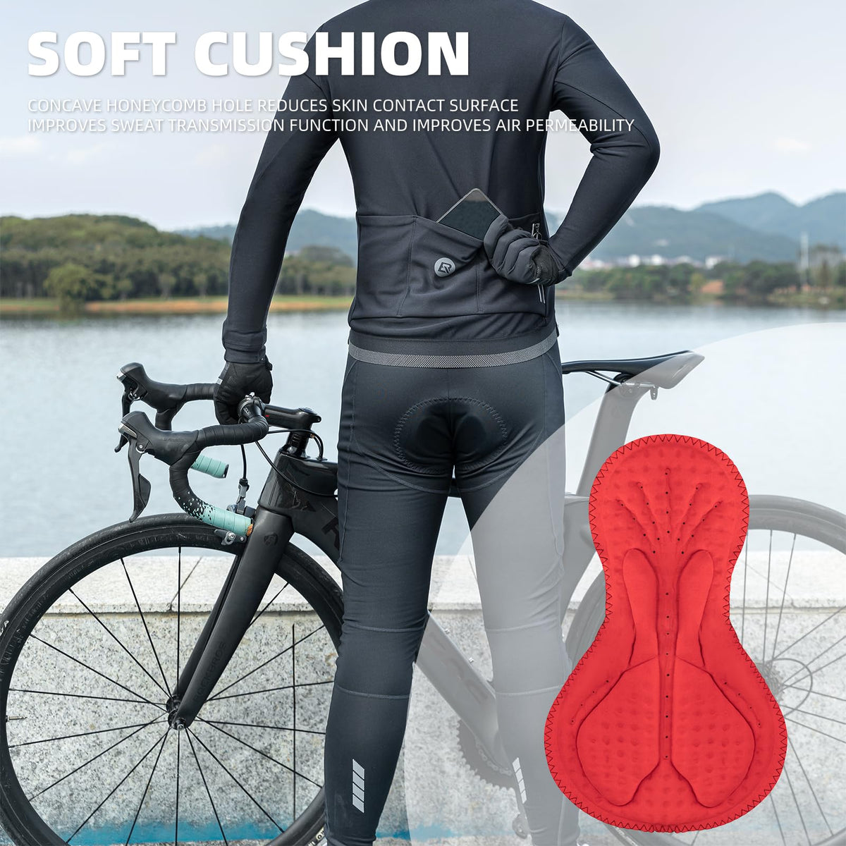 ROCKBROS Men¡¯s Winter Cycling Pants 4D padded, windproof fleece, thermal bike leggings for outdoor riding