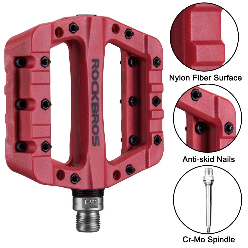 ROCKBROS Nylon Fiber Bicycle Platform Pedals for BMX MTB 9/16" - ROCKBROS