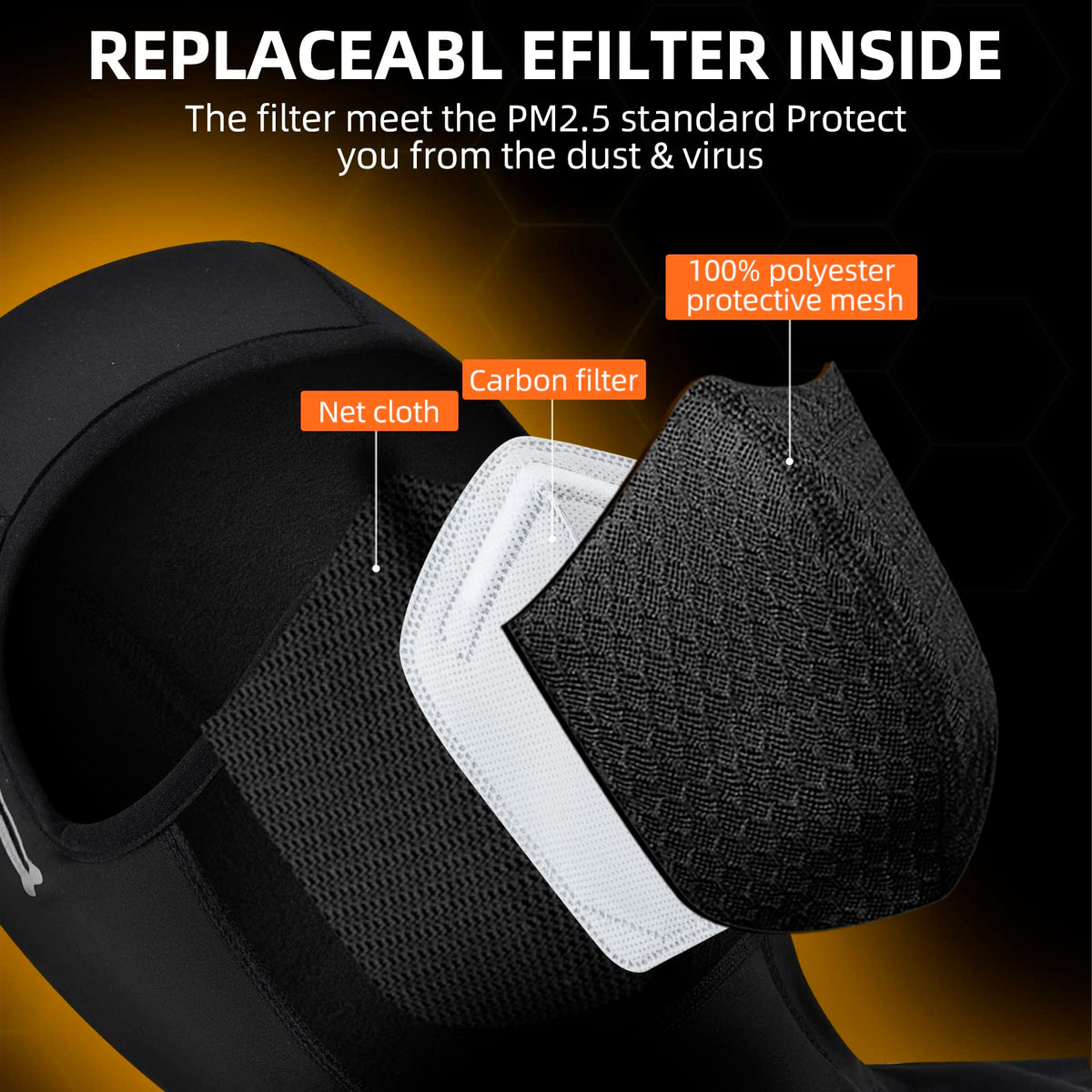ROCKBROS Heated Ski Cold Weather Balaclava Face Mask USB Rechargeable Winter No Battery