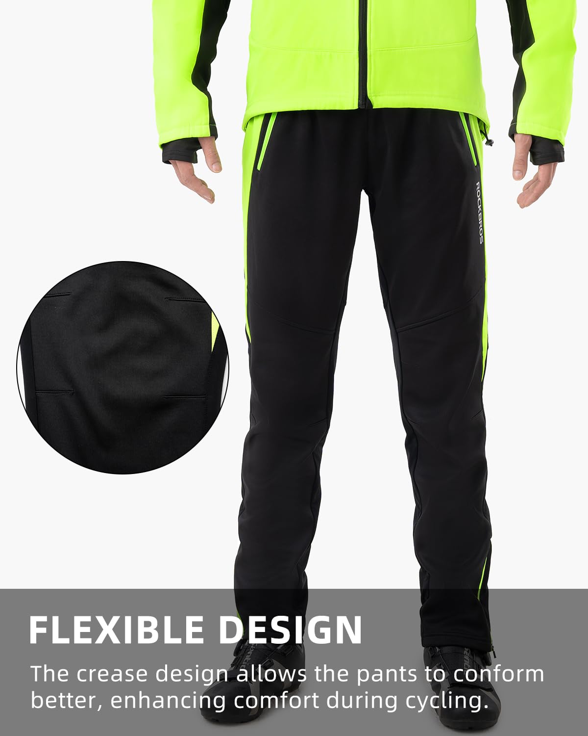 ROCKBROS Men¡¯s Windproof Winter Cycling Pants warmth fleece-lined for outdoor hiking