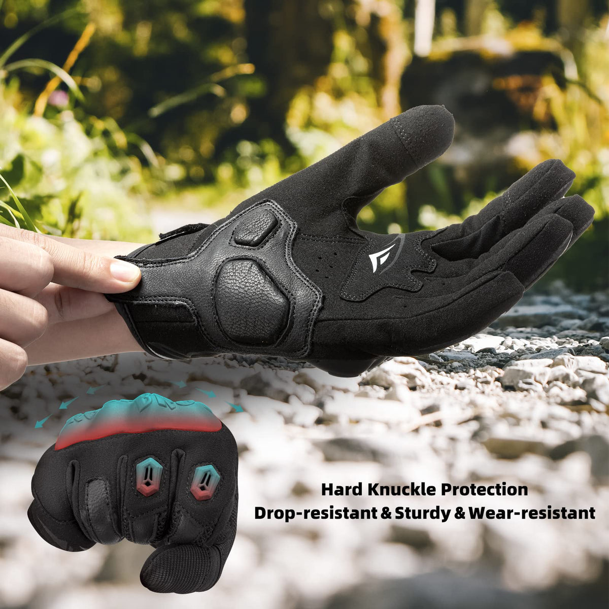 Guantes de moto de verano ROCKBROS - Guantes transpirables con nudillos duros y pantalla táctil para hombre y mujer