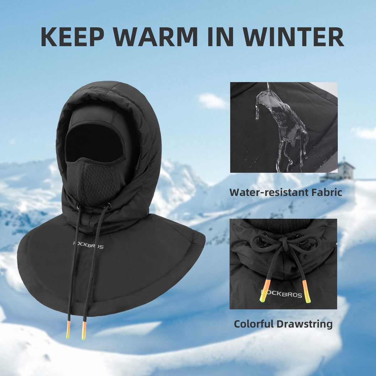 ROCKBROS Ski Mask for Men Women Winter Balaclava Ski Mack Thermal Fleece - ROCKBROS