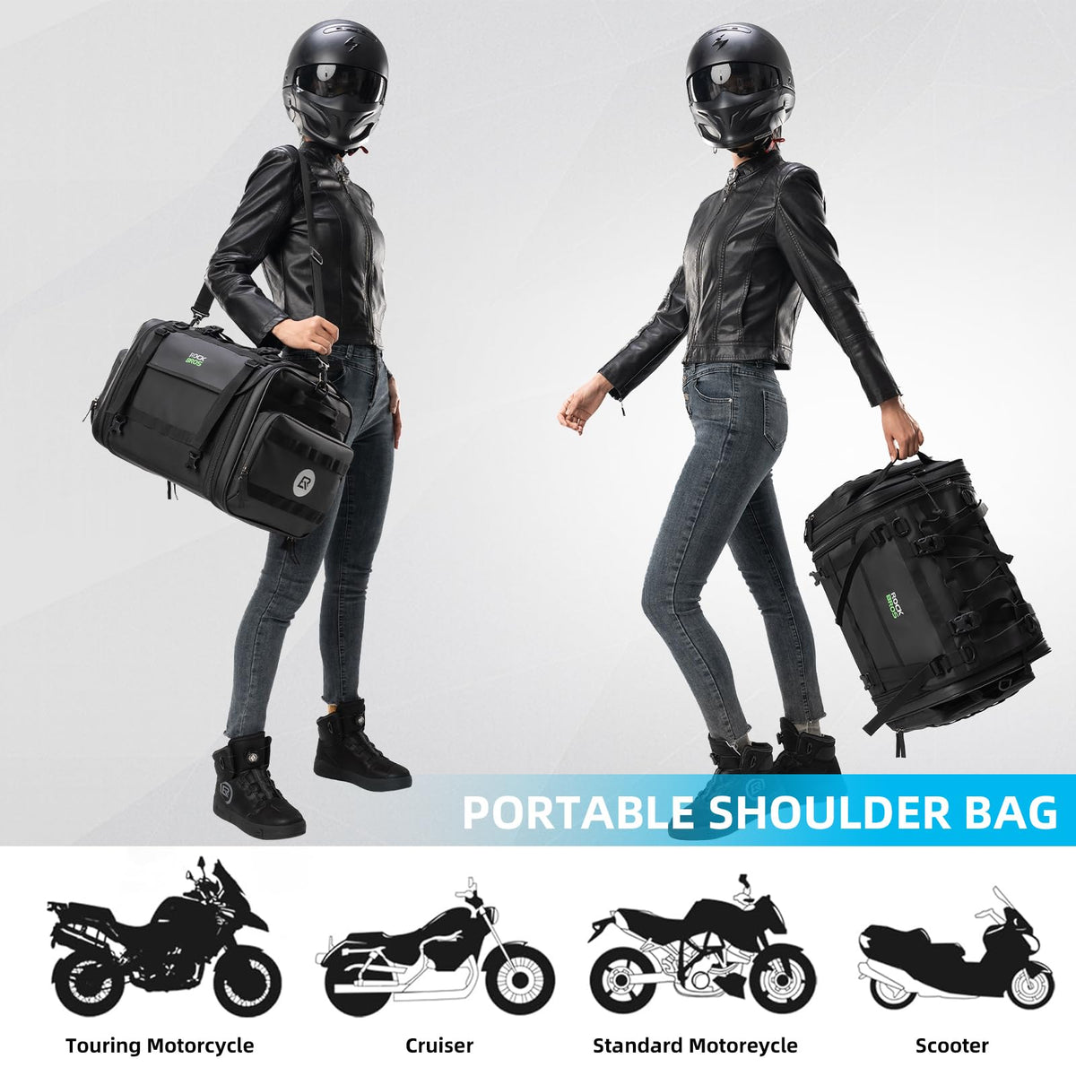 ROCKBROS 50L Expandable Motorcycle Tail Bag with Waterproof Rain Cover
