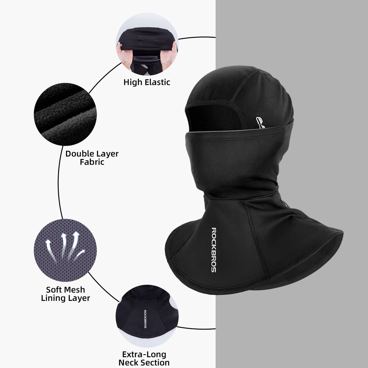 ROCKBROS Windproof Ski Mask for Men, Breathable Motorcycle Mask