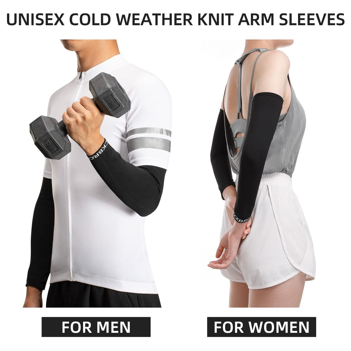 ROCKBROS Cycling Arm Warmers for Men and Women Thermal Knit Arm Sleeves for Running Football Driving