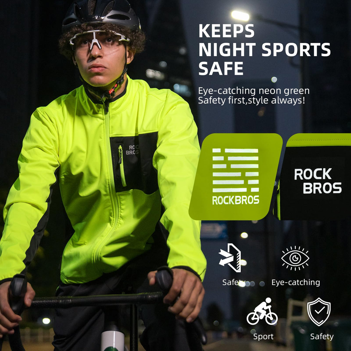 ROCKBROS Chaquetas térmicas de ciclismo Invierno Cálidas Transpirables Cortavientos 3 Bolsillos