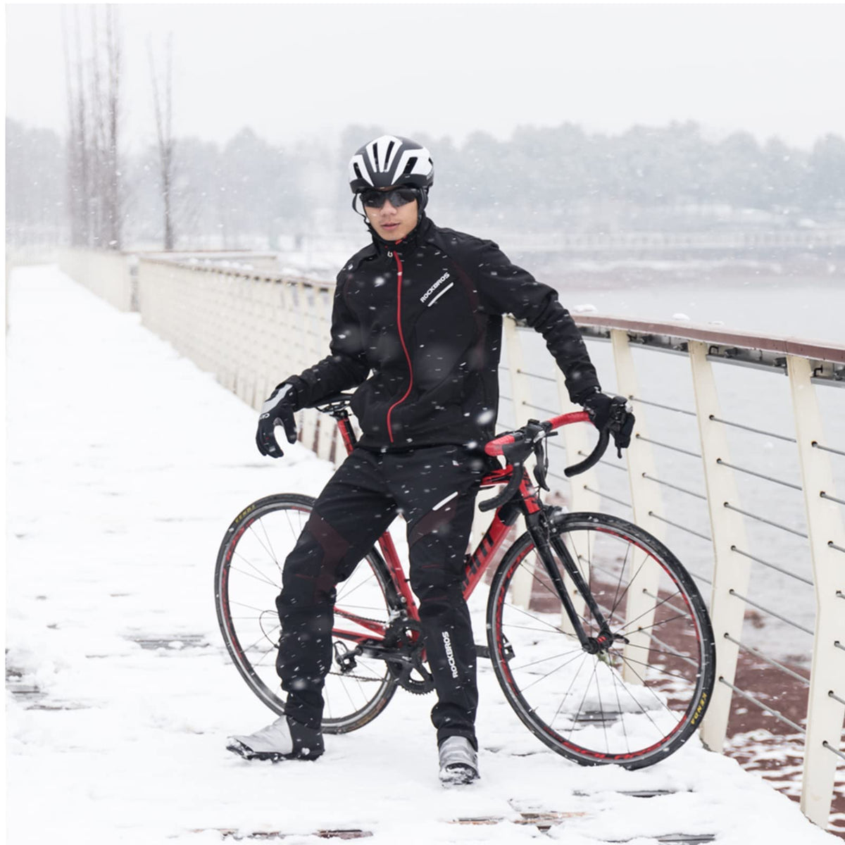 ROCKBROS Winter Cycling Pants Warm Ergonomics Men's Windproof Thermal Bicycling - ROCKBROS