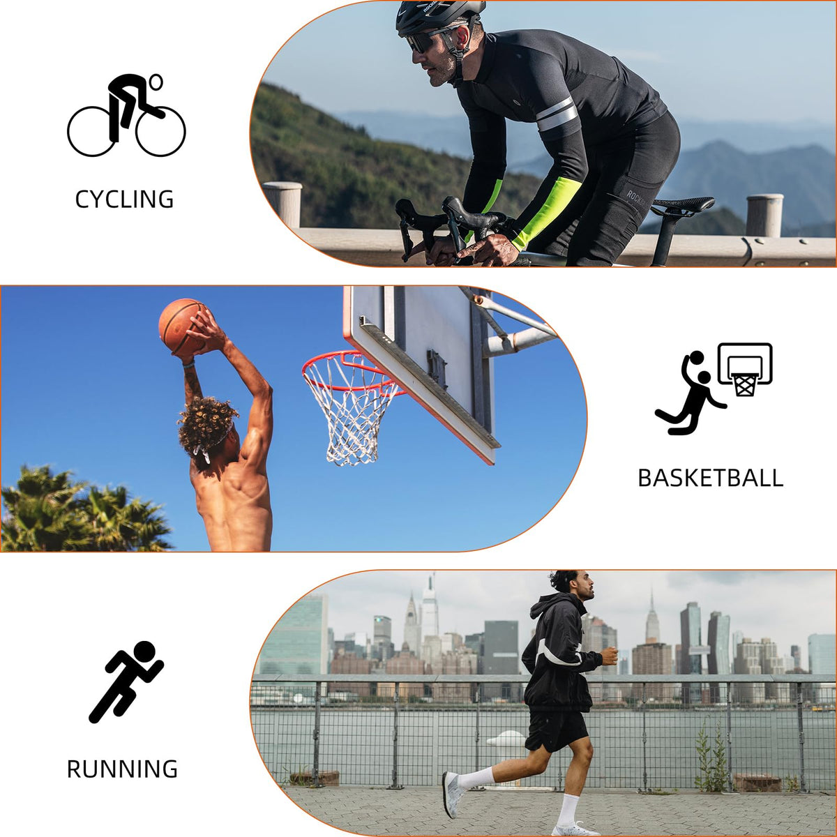 Manguitos Térmicos de Compresión ROCKBROS para Hombre, Mangas de Ciclismo para Actividades al Aire Libre en Invierno